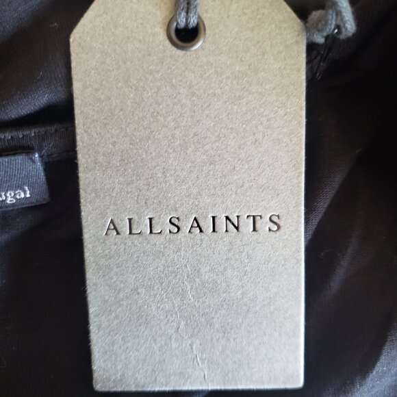 AllSaints Black Helix Dress US Size 4 Wrap Top  Vents Side Hem NEW - Picture 7 of 8